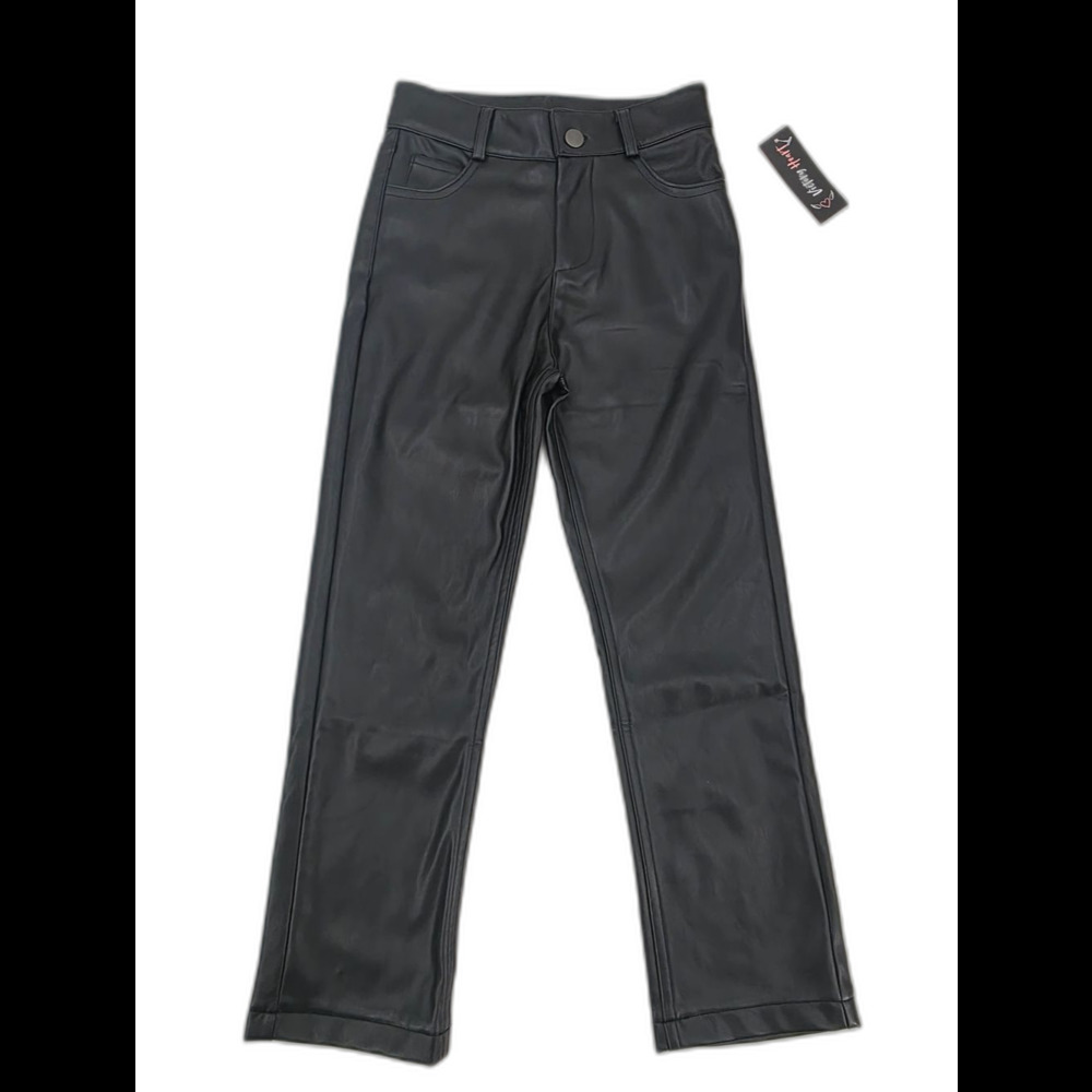 Victory Heart Kids Faux Leather Straight-Leg Jeans - Black Size 7 NWT